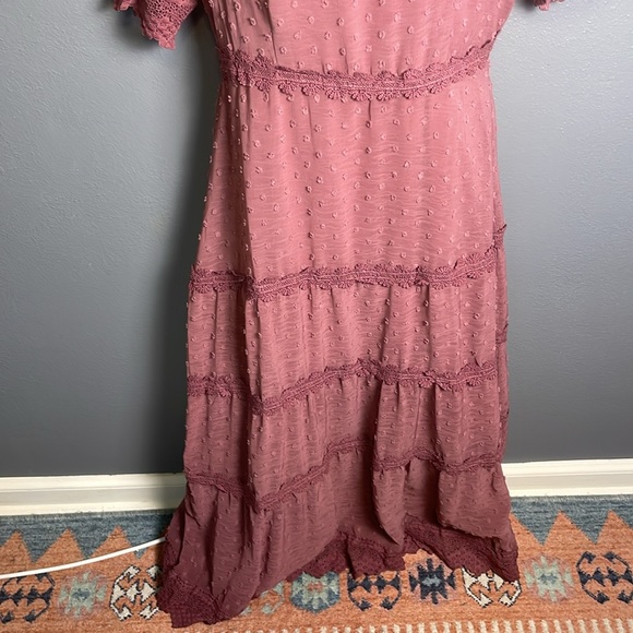 Lulus Dreaming of You Mauve Purple Swiss Dot Midi Dress - Picture 7 of 11